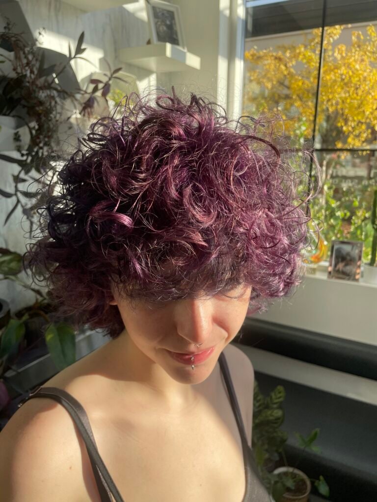 Curly hair cut at chrome spa salon